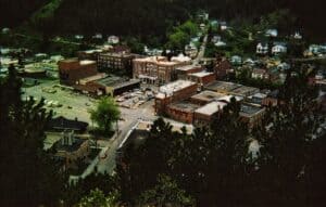 Downtown Rapid City South Dakota with Black Hills backdrop