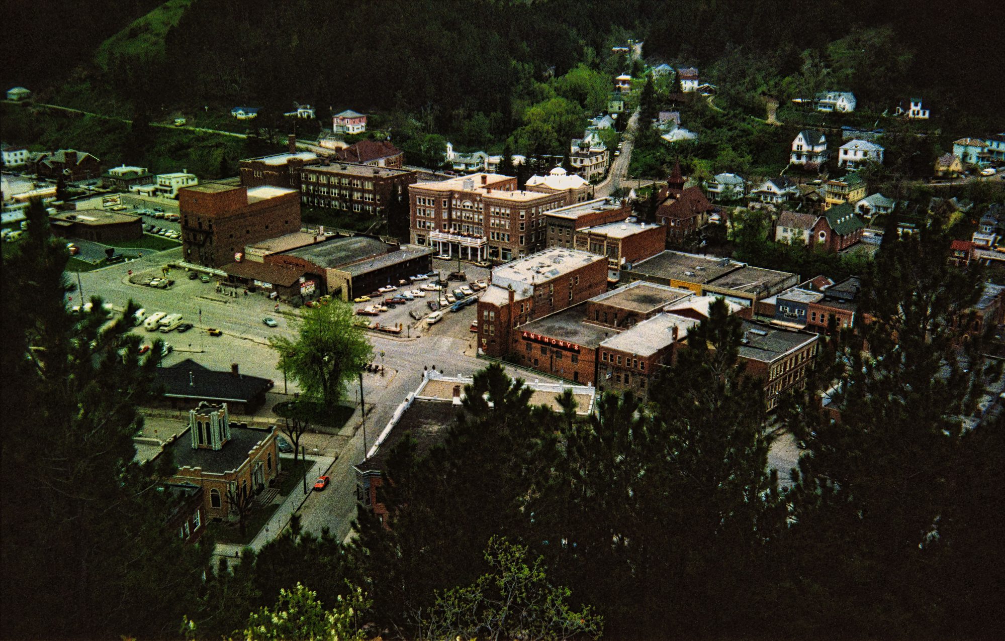 Downtown Rapid City South Dakota with Black Hills backdrop