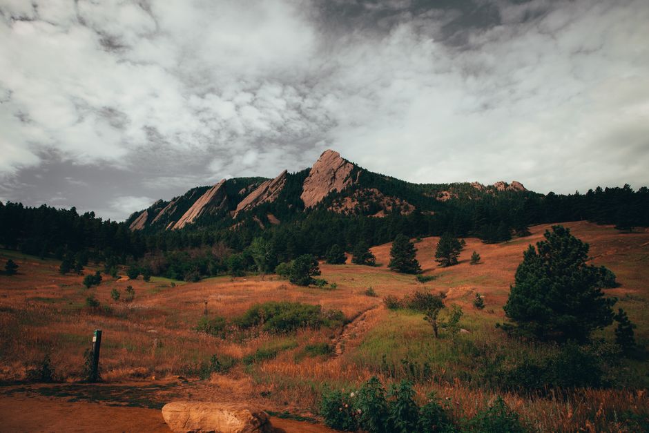 Boulder Colorado with Flatirons mountain backdrop