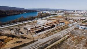 New construction and cranes in downtown Chattanooga