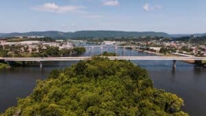 Local residents walking along the Chattanooga Riverwalk