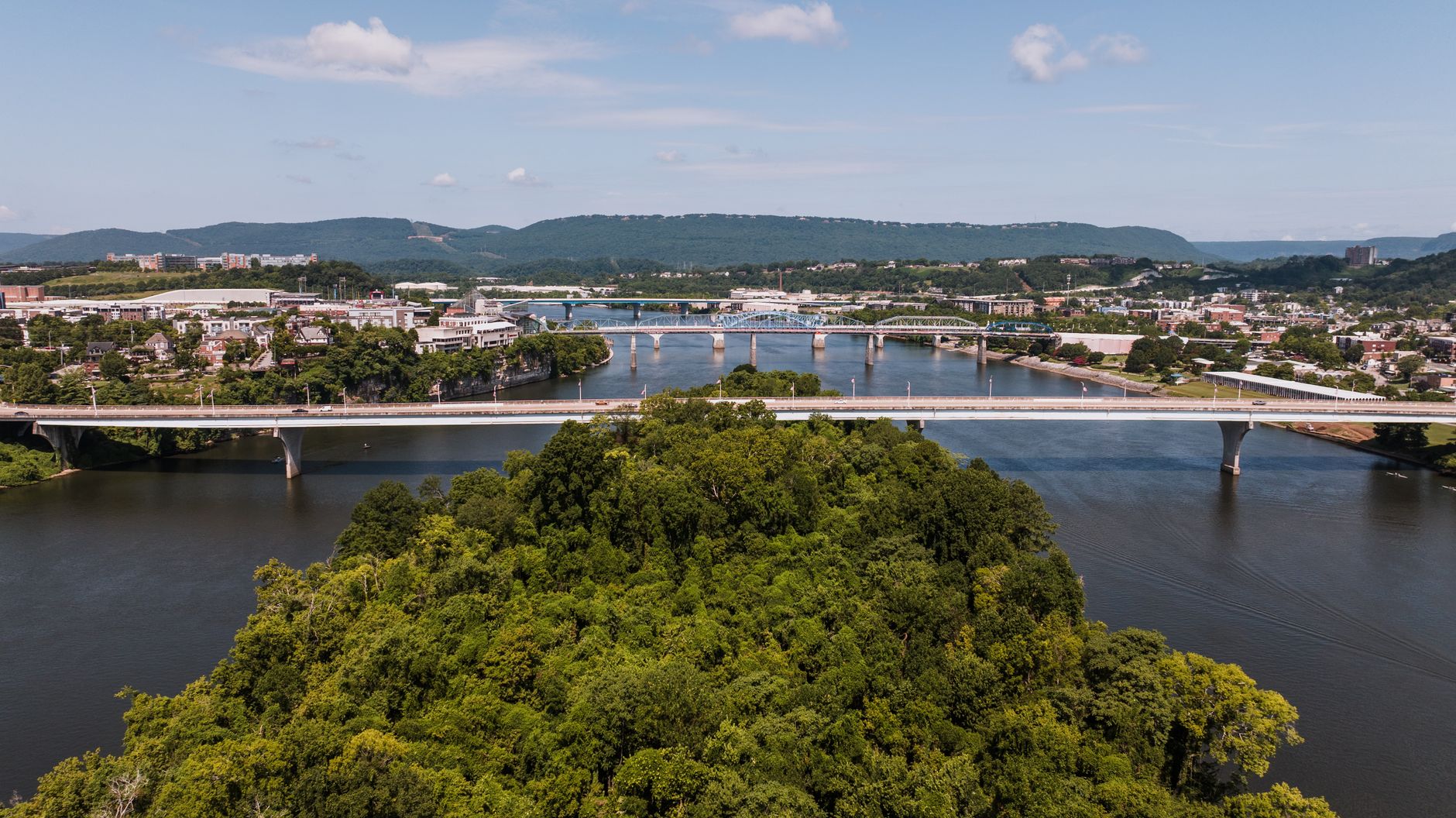 Local residents walking along the Chattanooga Riverwalk