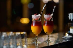 Cocktails served at a cruise ship bar