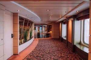 Cruise ship crew quarters hallway