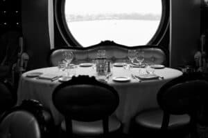 Main dining room aboard a cruise ship