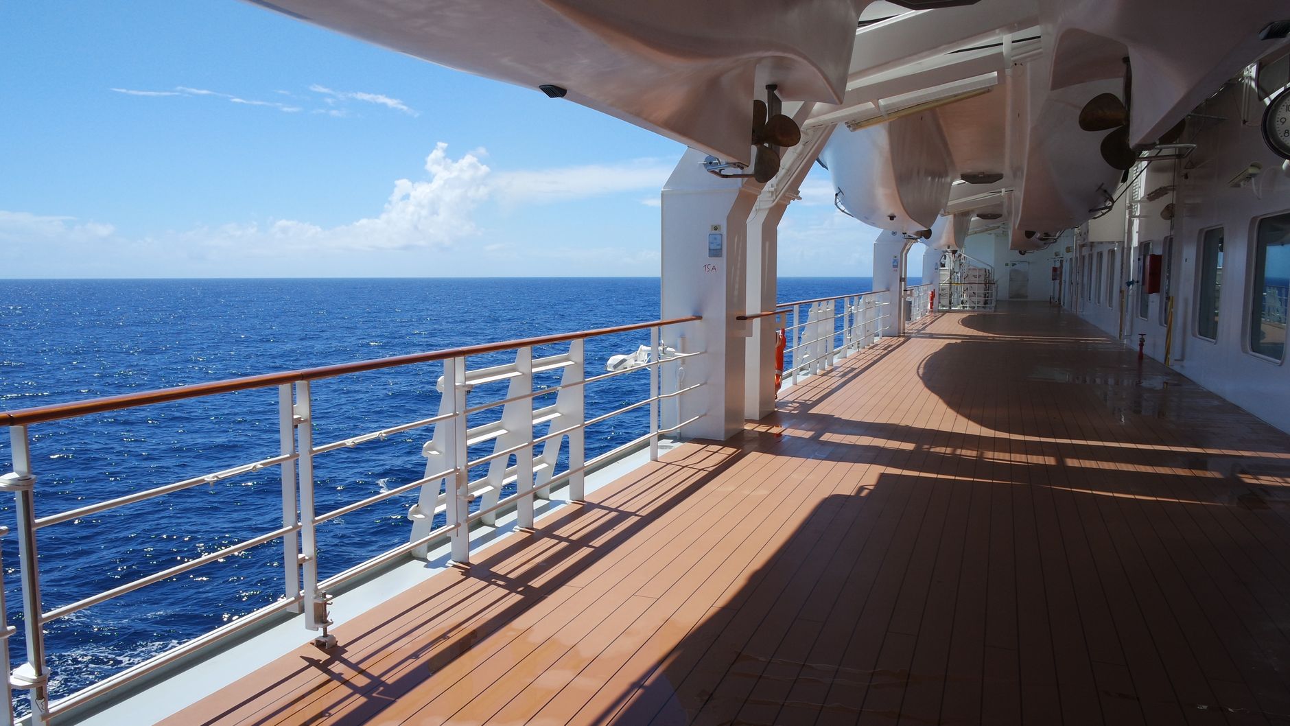 Cruise ship deck view of ocean