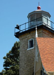 Lighthouse and shoreline in Door County Wisconsin