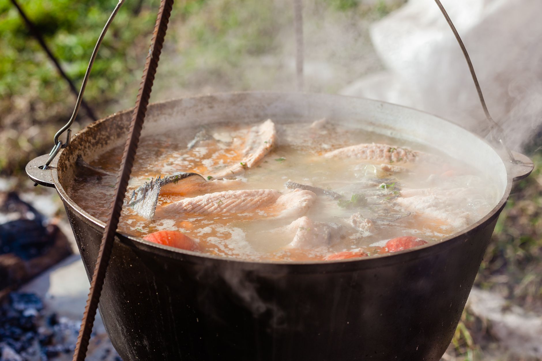 Traditional fish boil bonfire Door County Wisconsin
