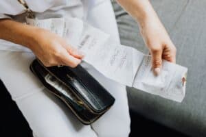 Travel booking receipt showing flight and hotel costs