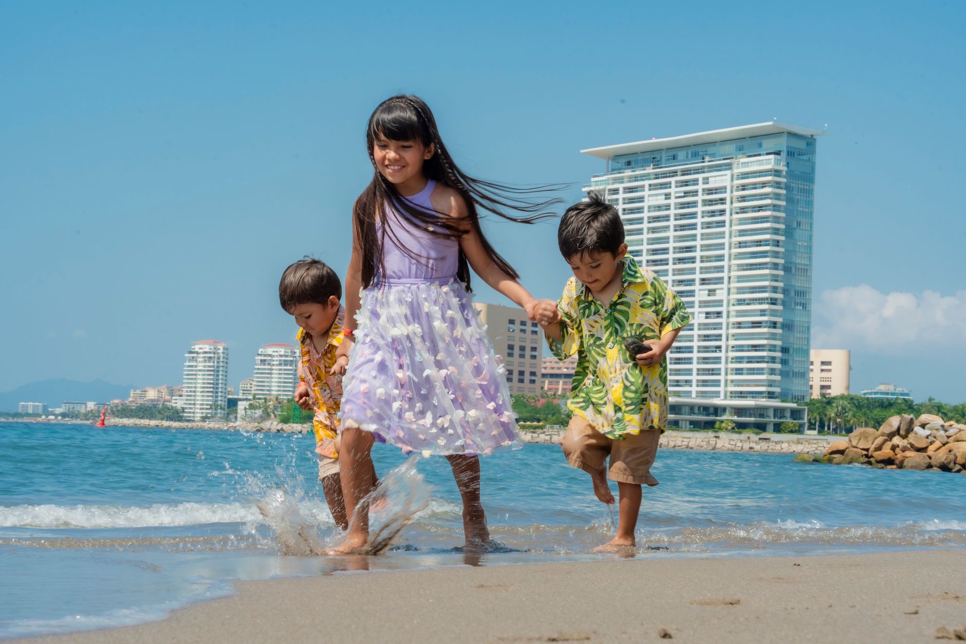 Family enjoying convenient all inclusive resort vacation