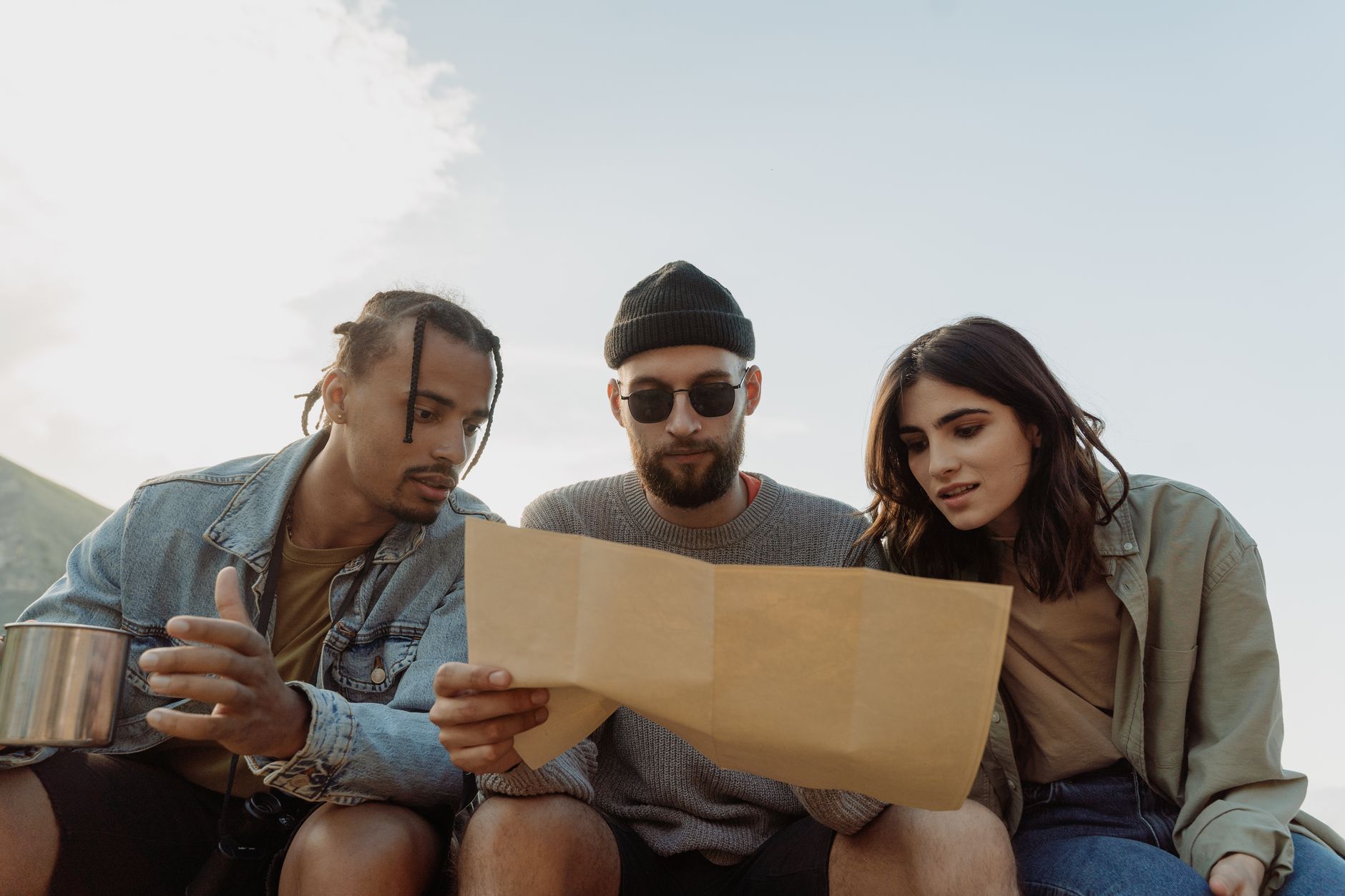 Group of friends planning a trip together