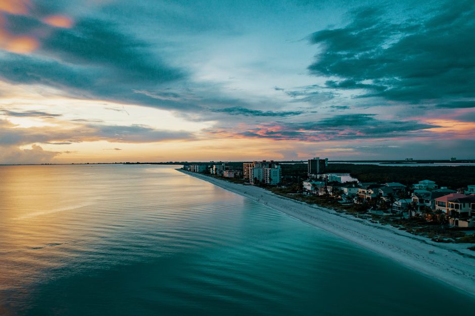 Empty Gulf Coast beach at sunset