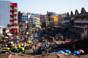India crowded street market travel