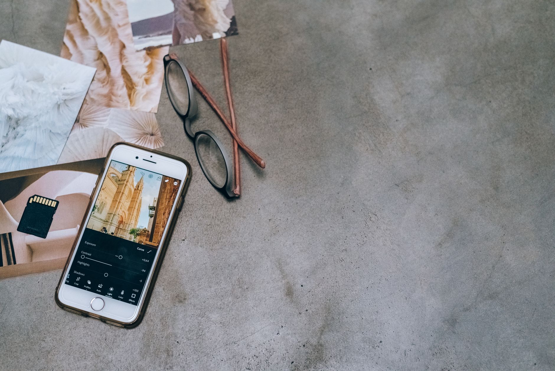 Editing travel photos for social media on phone