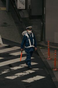 Orderly pedestrian crossing in Tokyo Japan