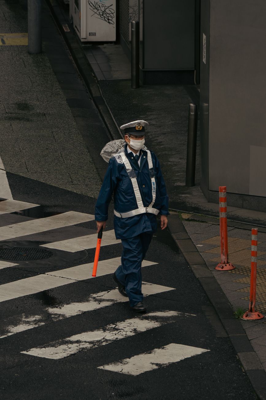 Orderly pedestrian crossing in Tokyo Japan