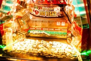 Close-up of a slot machine on a Las Vegas casino floor