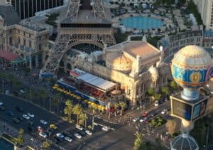Restaurant interior along the Las Vegas Strip designed without clocks or windows