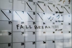 Calendar showing limited vacation days marked off