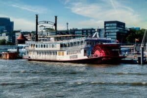 Mississippi River town riverboat dock