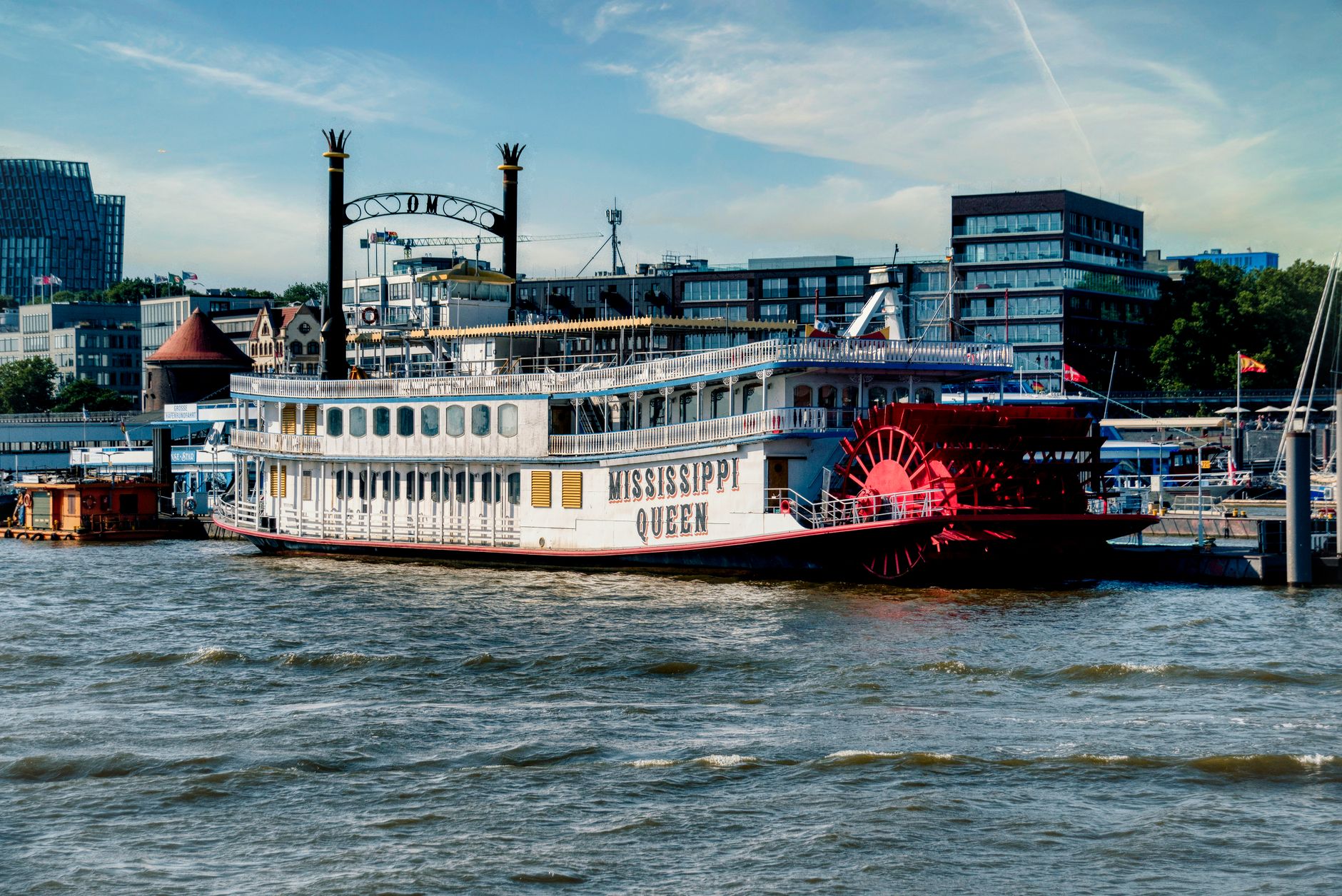 Mississippi River town riverboat dock