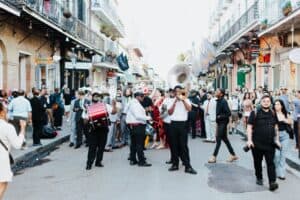 New Orleans jazz musicians street performance