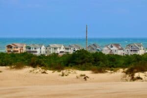 Beach houses on the Outer Banks North Carolina coastline