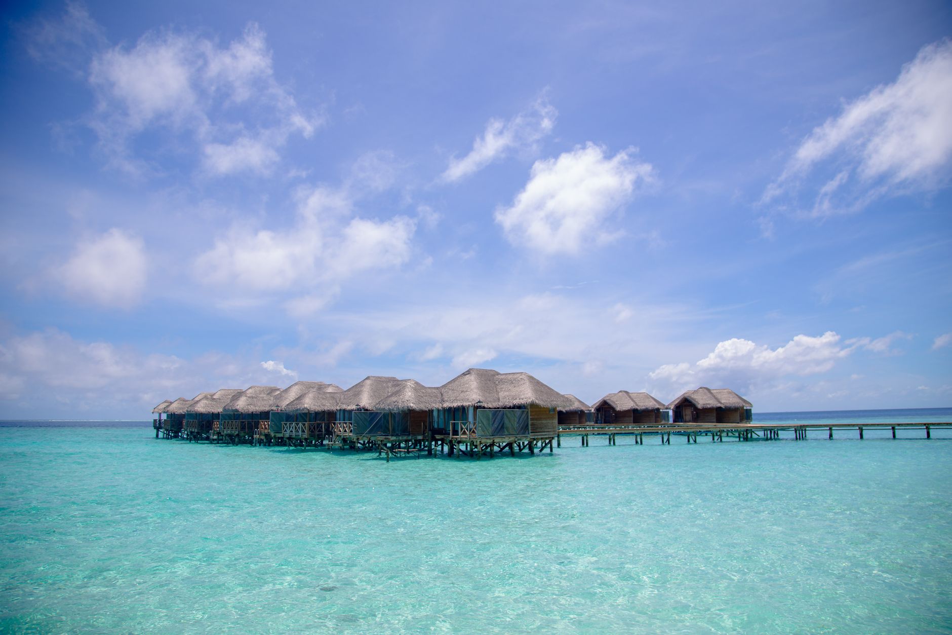 Luxury overwater bungalow resort exterior
