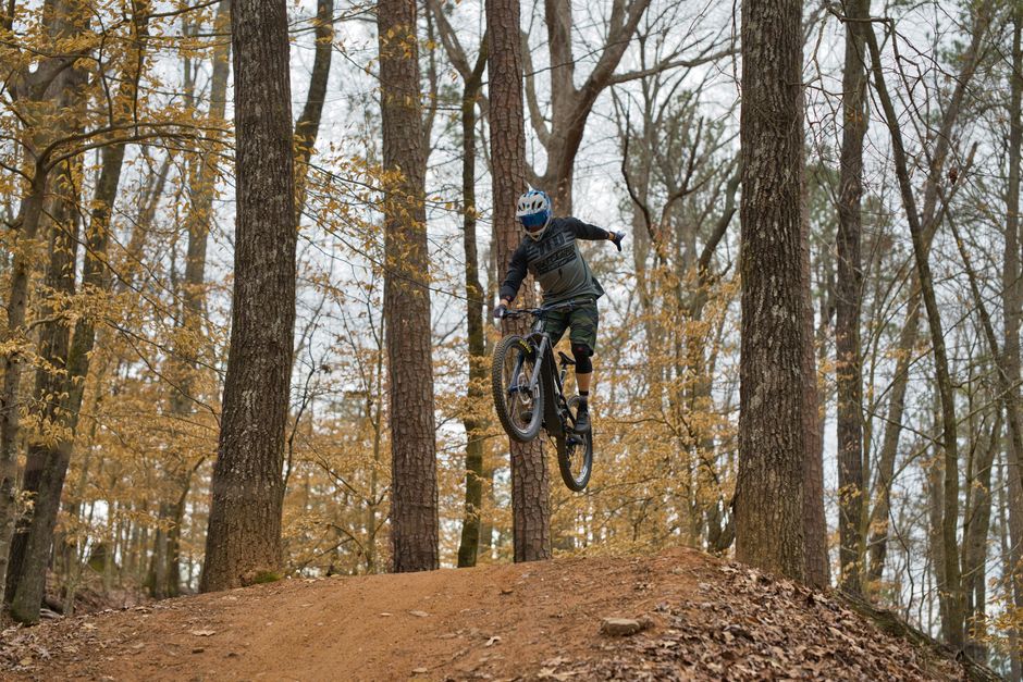 Mountain bike trail through Ozark forest