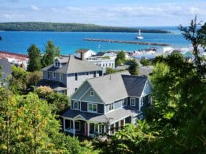 Grand Traverse Bay waterfront in Traverse City Michigan
