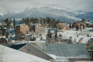 Breckenridge Colorado Main Street with mountains