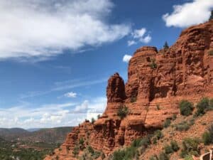 Red rock formations in Sedona Arizona at sunset