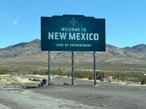 Desert highway connecting northern and southern New Mexico towns