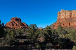 Downtown Sedona Arizona street with tourists