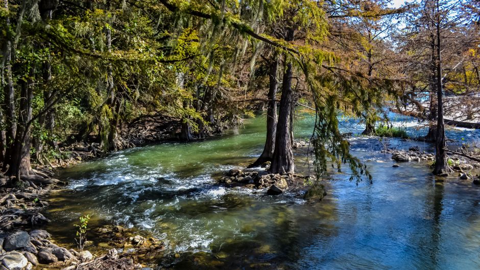 Gruene Hall dance hall and Guadalupe River in Texas