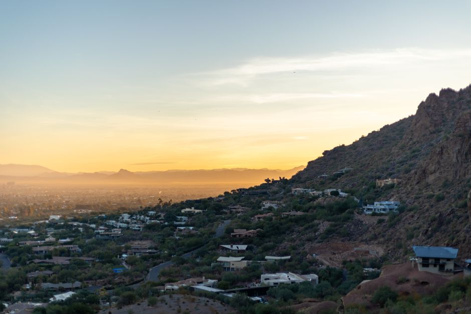 Aerial view of Phoenix metro area suburbs
