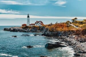 Portland Maine waterfront and Old Port district