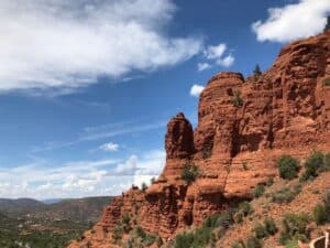 Red rock formations surrounding the small town of Sedona Arizona