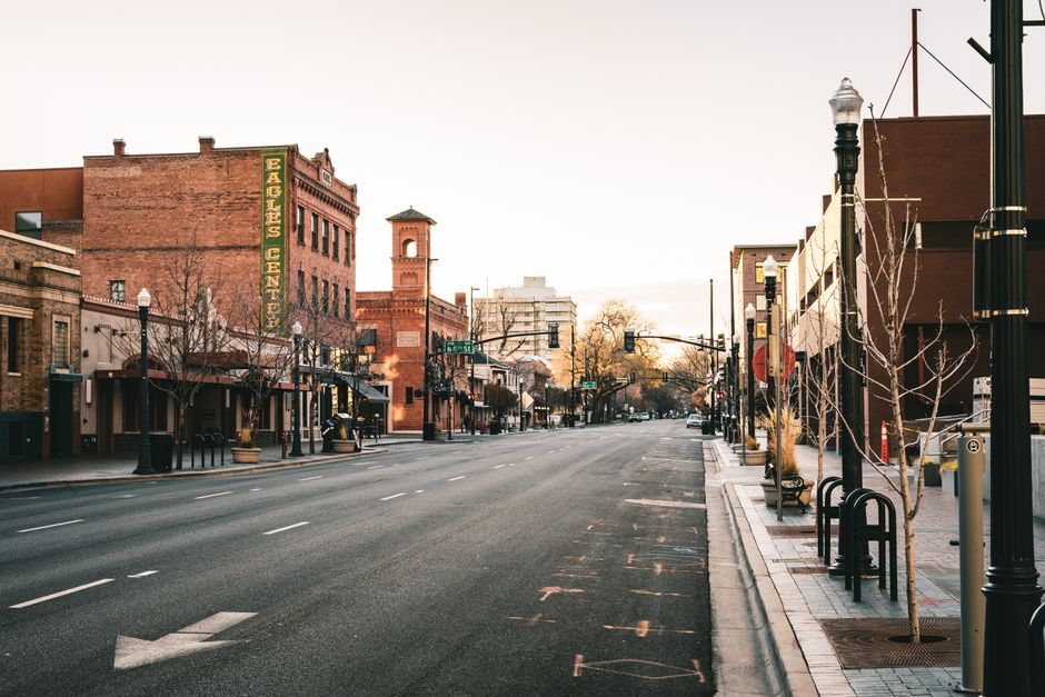 Downtown street scene in Sioux Falls South Dakota