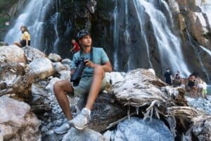 Travel influencer camera scenic spot