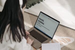 Travel blogger photographing destination for social media content