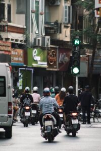 Vietnam motorbike traffic Hanoi street