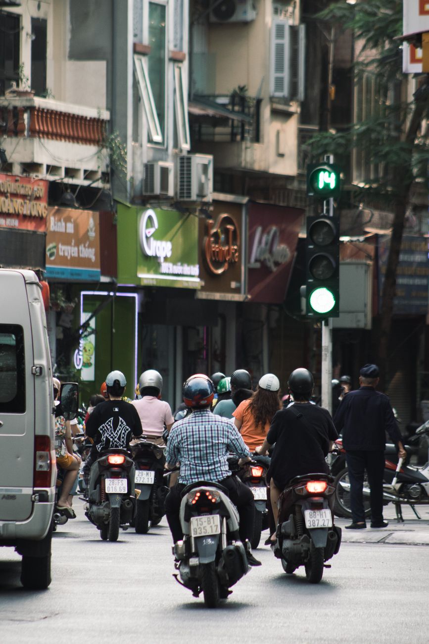 Vietnam motorbike traffic Hanoi street