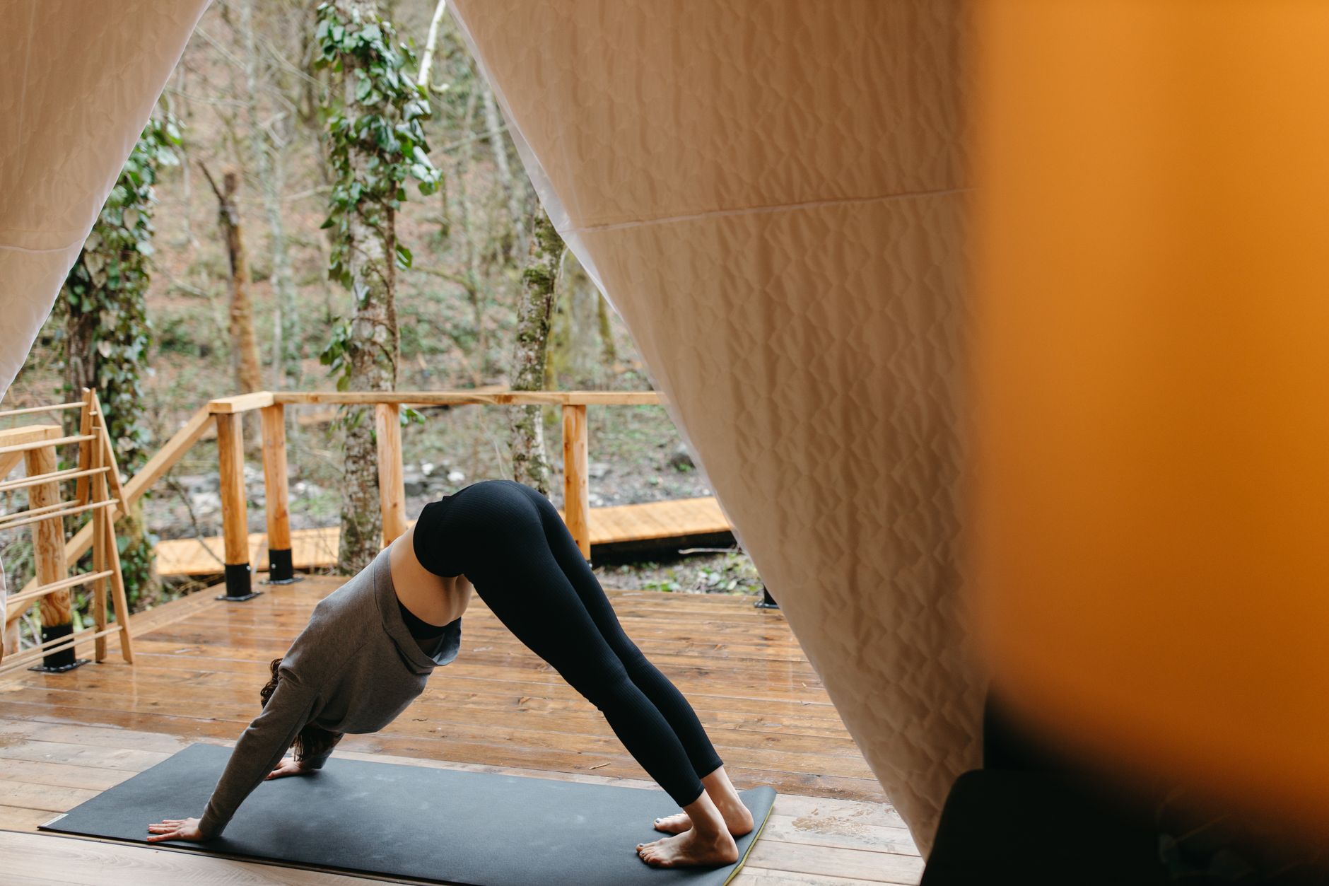 Wellness retreat with yoga session in nature setting