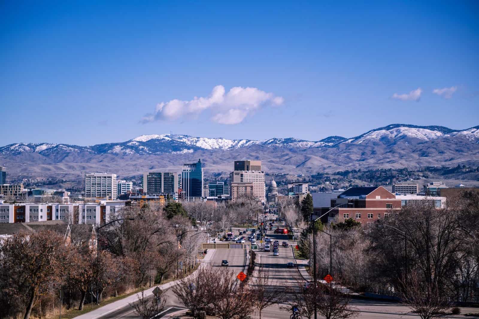 Downtown Boise with the foothills visible in the background