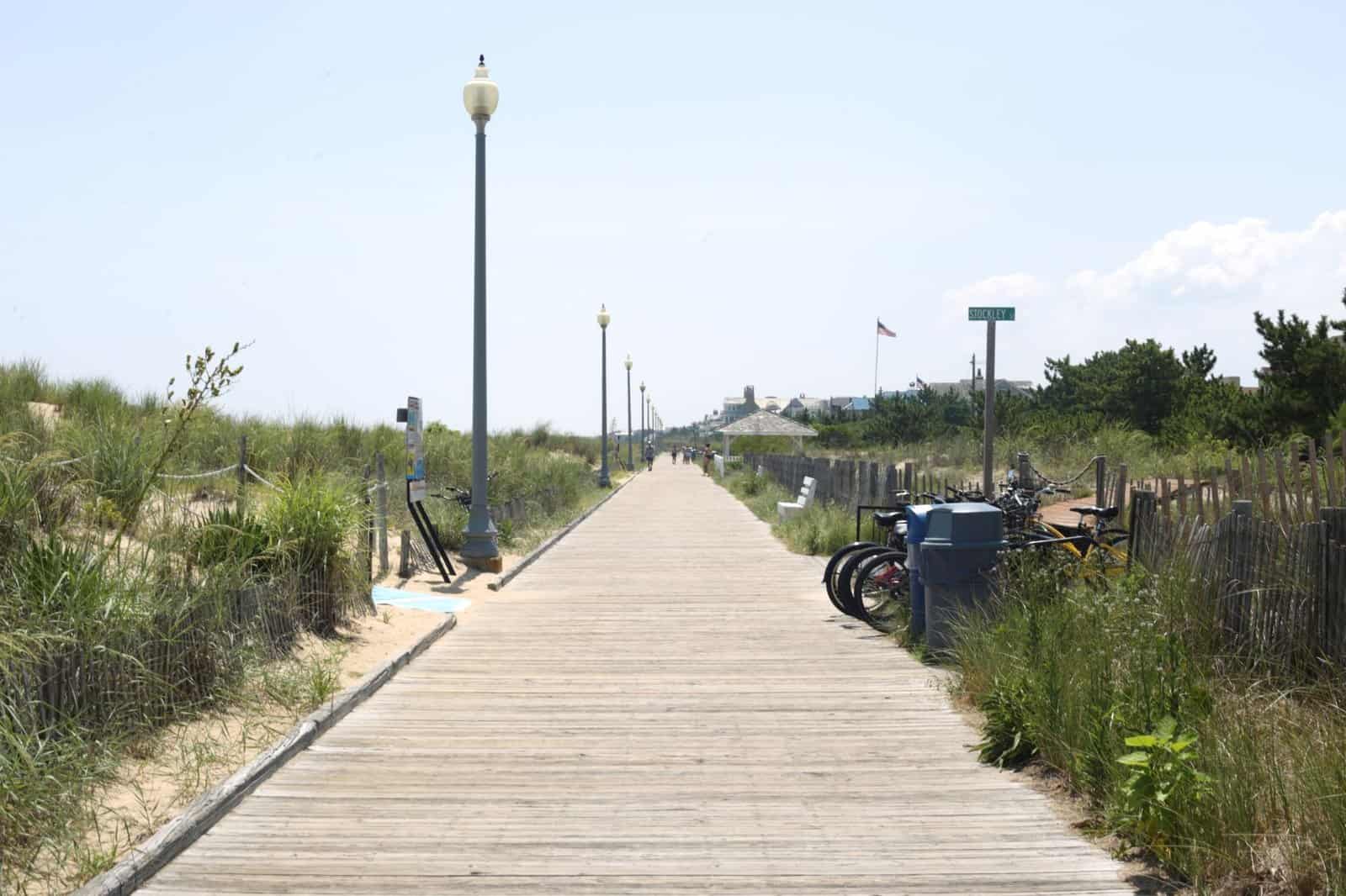 The boardwalk and beach at Rehoboth Beach Delaware