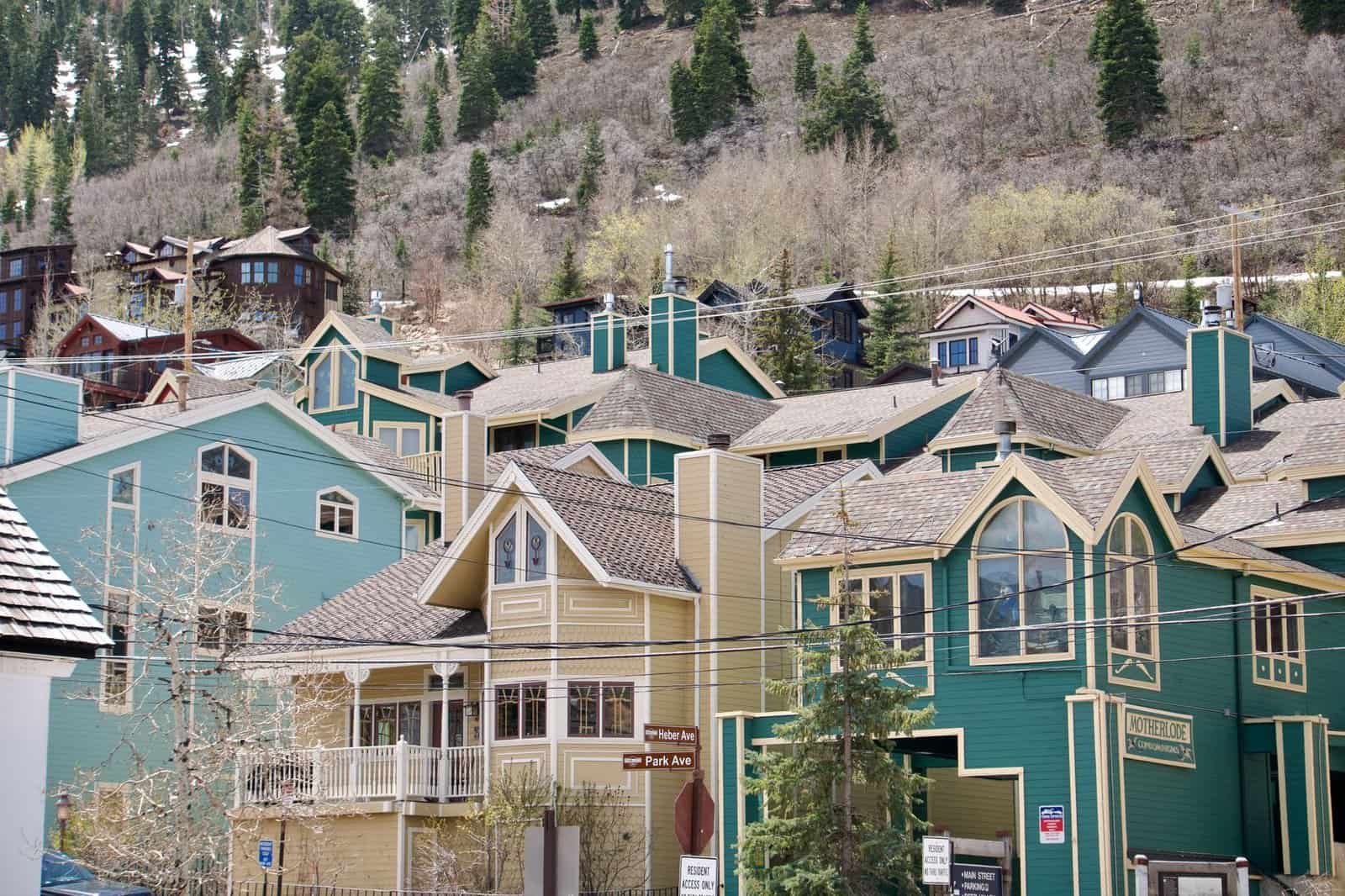 Charming homes in a picturesque mountain town neighborhood, ideal for residential life.