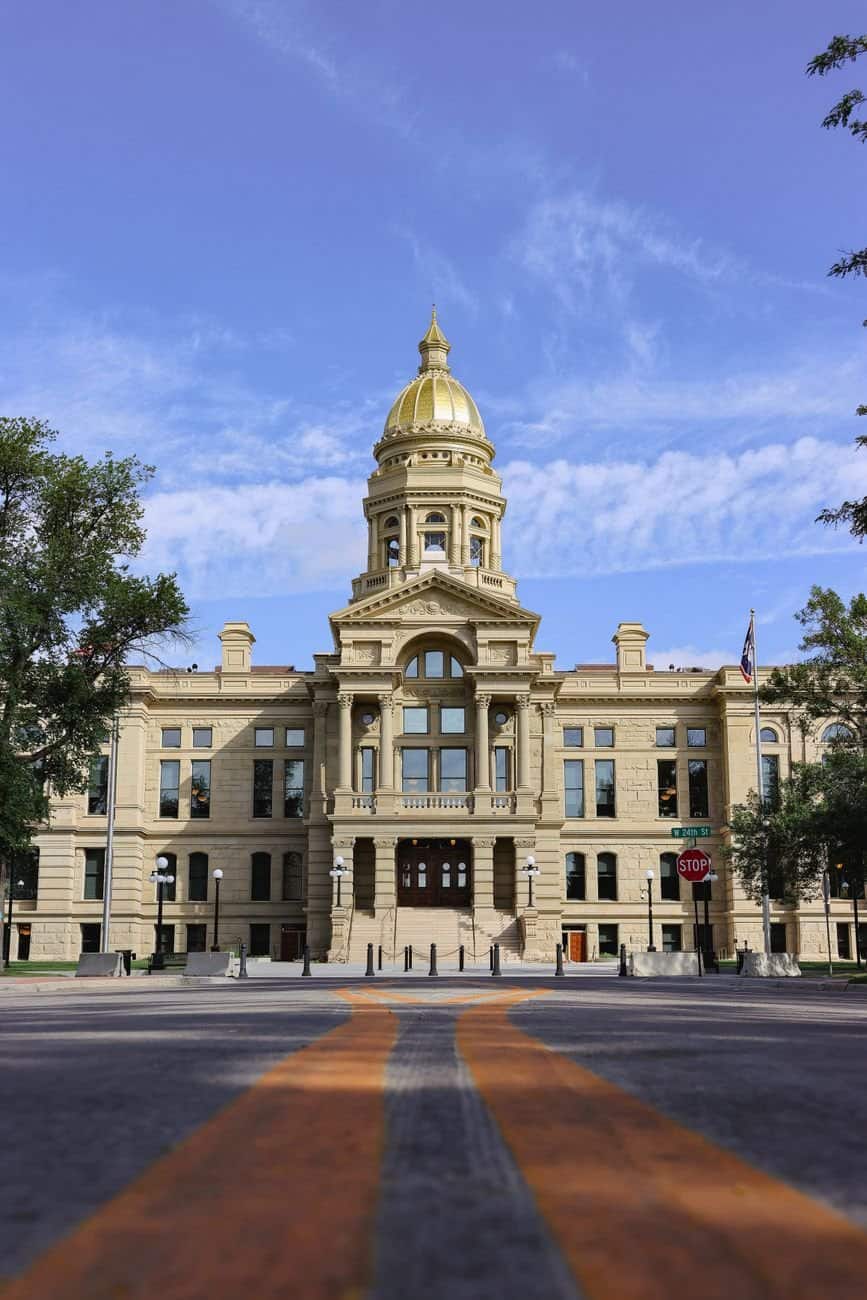Beautiful view of the historic Wyoming State Capitol building, Cheyenne.